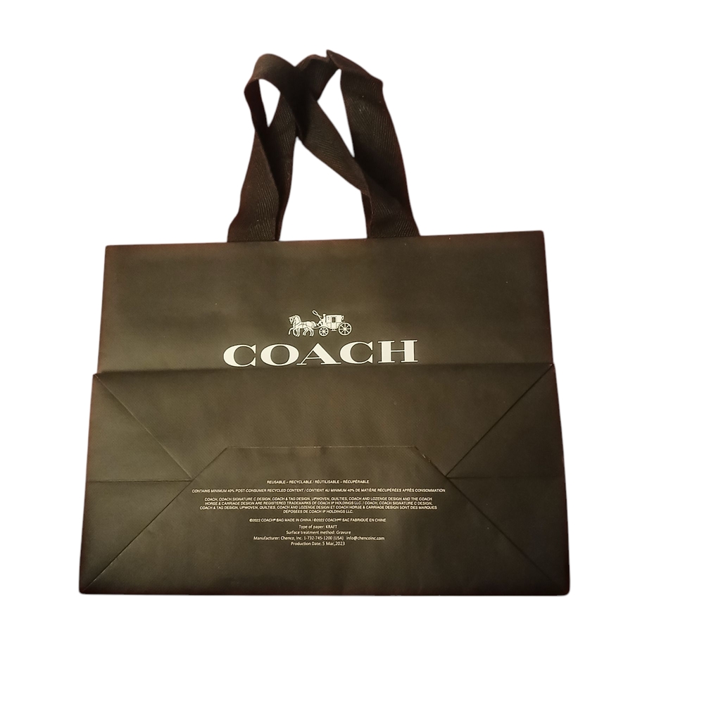 Coach Black Shopping Bag 8.25 X 11 X 5 (Orangish Brown Interior)